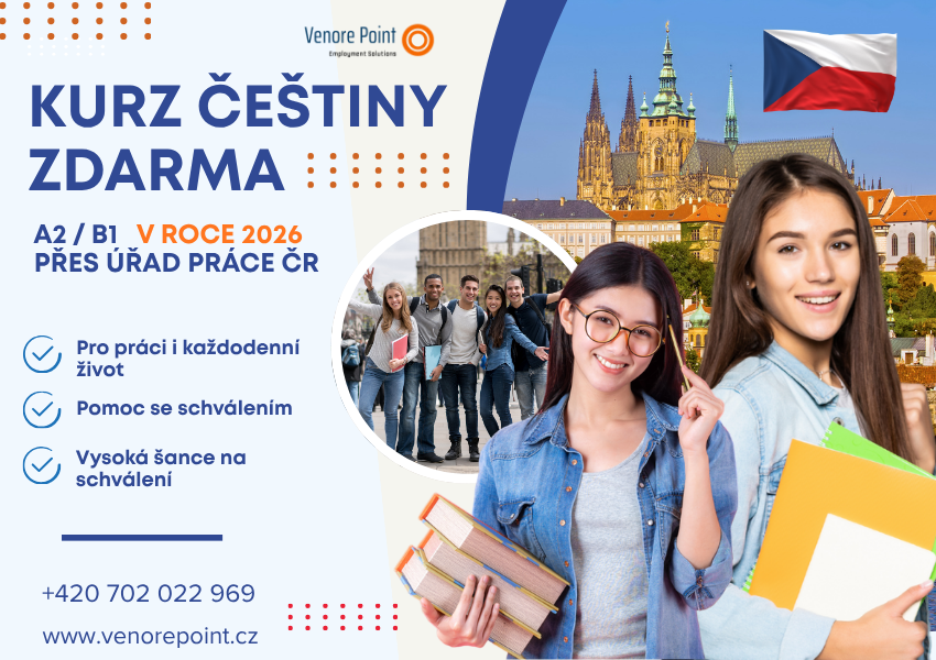 Čeština zdarma pro cizince v roce 2026 (A2 / B1)